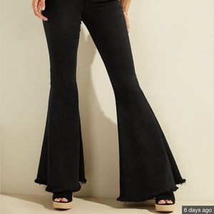 COPY - Guess High Rise Super Flare Raw Hem Jet Black Denim Jeans Women's Size 30